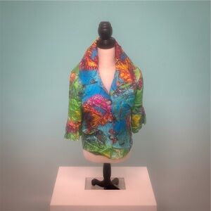 Grace Chuang New York Multicolor Butterfly Crinkle Jacket – Size L (10)